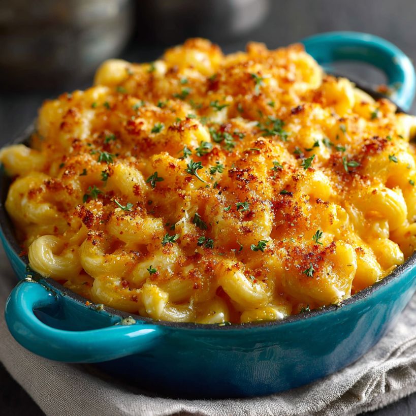 Macaroni and Cheese — baked sharp cheddar mac with crispy top