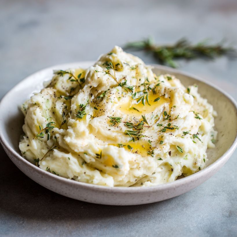 Creamy Mashed Potatoes — butter and cream whipped smooth