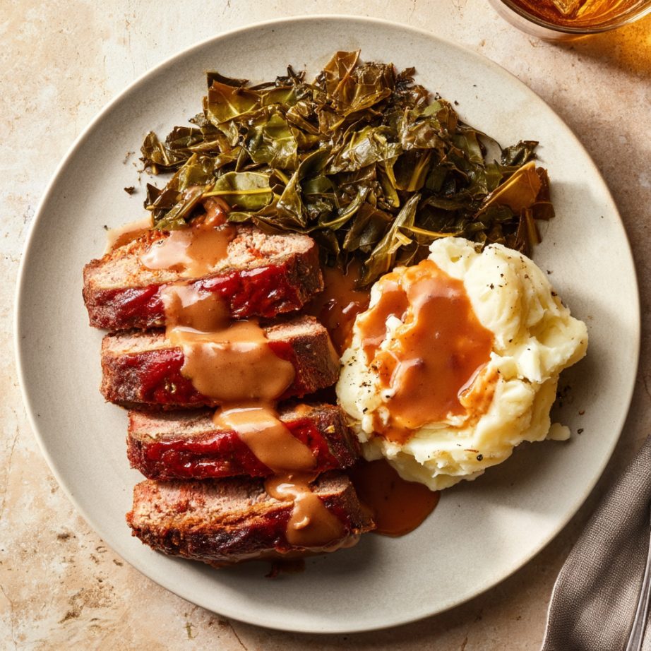 Meatloaf with brown gravy